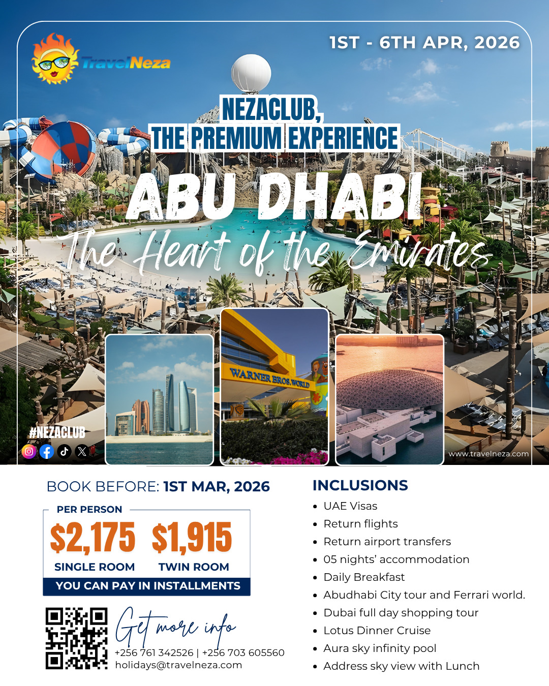 Neza club Abudhabi East trip 5Days/ 4Nights